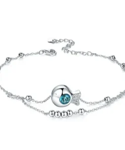 Lắc Chân LiLi Jewelry Đính Hạt Bi Tròn Mặt Cá Lili_871416 Màu Bạc