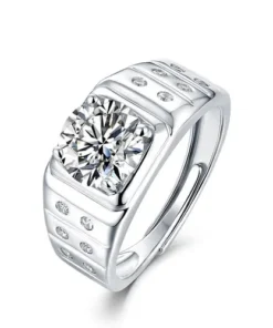 Nhẫn Nam LiLi Jewelry Đính Kim Cương Moissanite Moissanite Alger Lili_442514 Màu Bạc