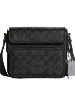 Túi Đeo Chéo Coach Nam Sullivan Flap Crossbody In Signature Canvas C9870 Màu Đen Xám
