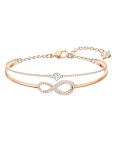 Vòng Đeo Tay Swarovski Infinity Bangle, White, Rose-Gold Tone Plated 5518871