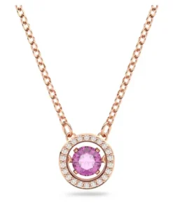 Dây Chuyền Nữ Swarovski Sparking Dance Pendant Round Cut Long Purple Rose Gold Tone Plated 5620551 Màu Vàng Hồng