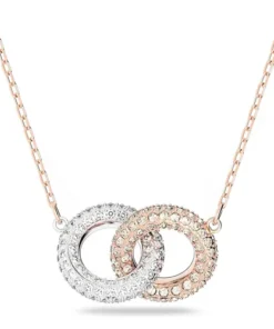 Dây Chuyền Swarovski Stone Necklace Circle, White, Rose Gold-Tone Plated 5414999 Màu Vàng Hồng