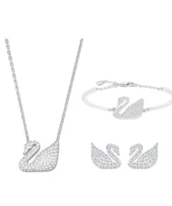 Set Dây Chuyền + Vòng Đeo Tay + Khuyên Tai Swarovski Swan Pendant,