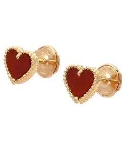Khuyên Tai Nữ Van Cleef & Arpels 18K Heart Earring Màu Đỏ (Chế Tác)