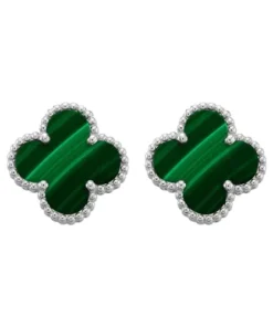 Khuyên Tai Van Cleef & Arpels DJL J23.21057 Xanh Bạc 15mm (Chế Tác)