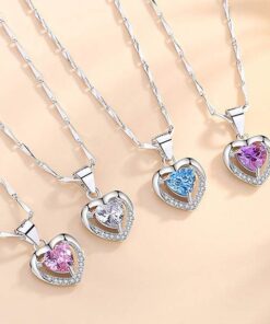 Dây Chuyền Lili Jewelry Bạc Nữ Trái Tim Đẹp Đính Đá CZ LILI_637225 Màu Tím